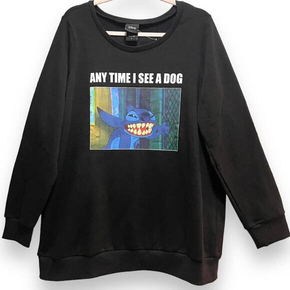Torrid 2 (2X) Disney‎ Lilo & Stitch Any Time I See A Dog Cozy Fleece Sweatshirt - Picture 1 of 1